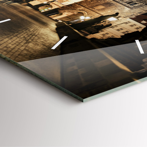 Square glass wall clock Charles Bridge in Prague