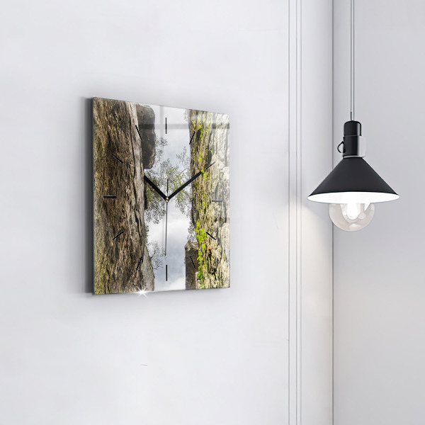Square glass wall clock Rock city in the Czech Republic