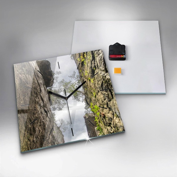 Square glass wall clock Rock city in the Czech Republic