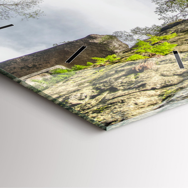 Square glass wall clock Rock city in the Czech Republic
