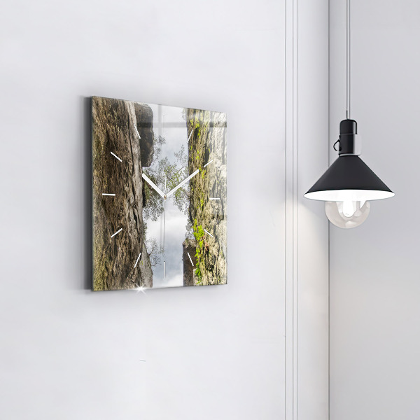 Square glass wall clock Rock city in the Czech Republic