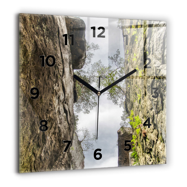 Square glass wall clock Rock city in the Czech Republic