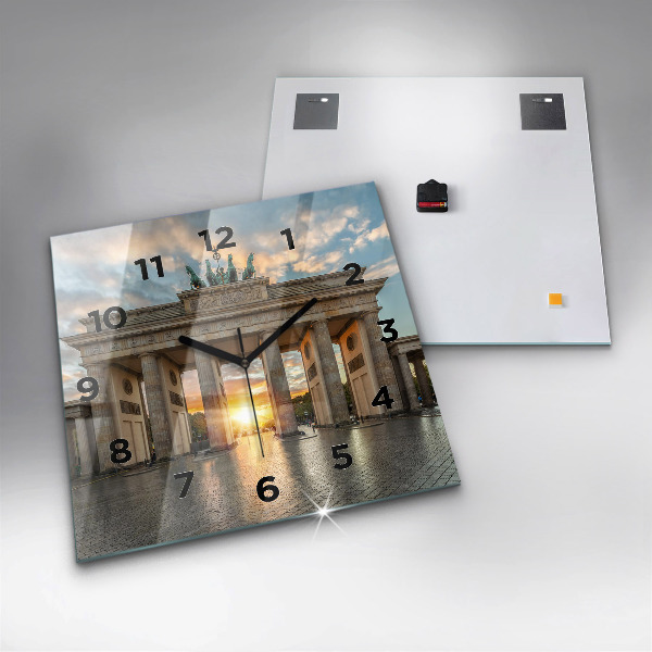 Square glass wall clock Brandenburg Gate in Berlin