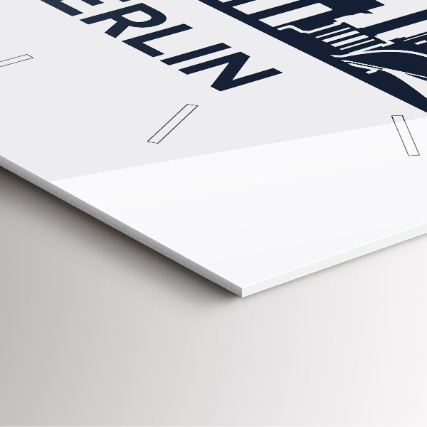 Square glass wall clock Berlin city illustration