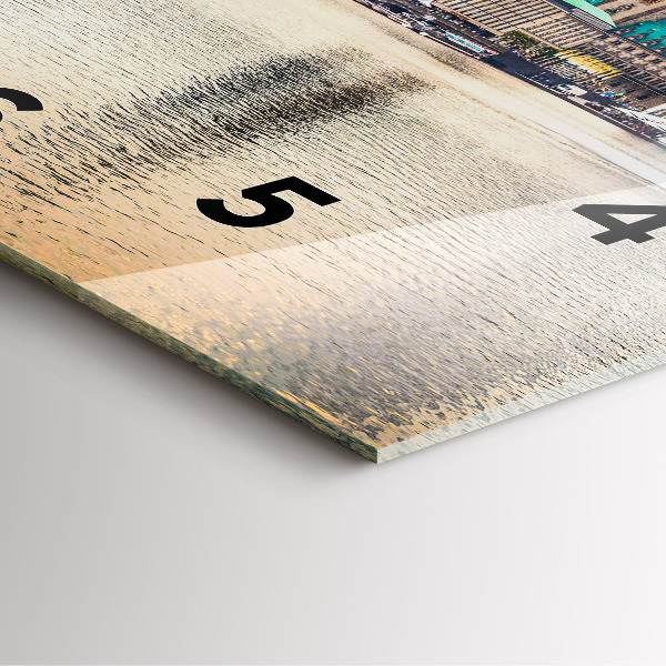 Square glass wall clock Binnenalster in Hamburg