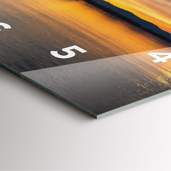 Square glass wall clock Sunset over the lake