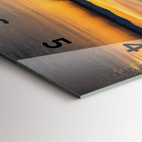 Square glass wall clock Sunset over the lake