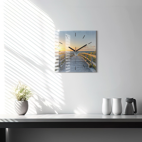 Square glass wall clock Beach Holidays