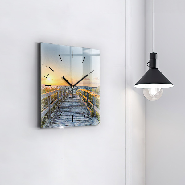 Square glass wall clock Beach Holidays