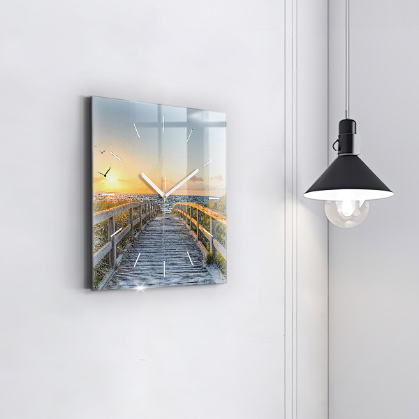 Square glass wall clock Beach Holidays