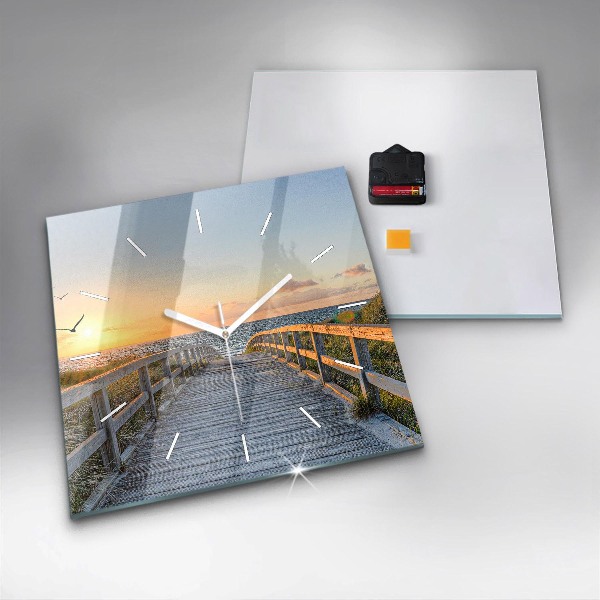 Square glass wall clock Beach Holidays