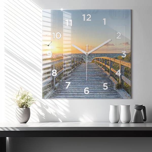 Square glass wall clock Beach Holidays