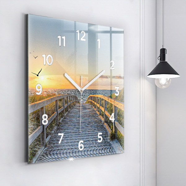 Square glass wall clock Beach Holidays