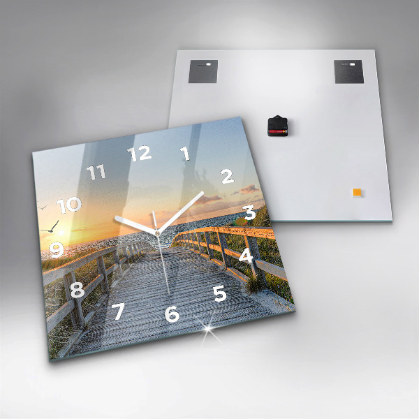 Square glass wall clock Beach Holidays