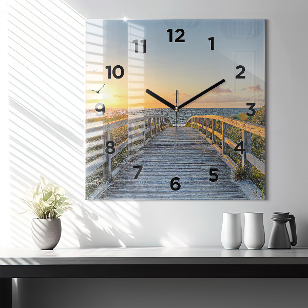 Square glass wall clock Beach Holidays