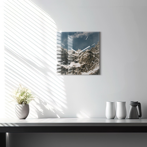 Square glass wall clock Watzmann Mountains