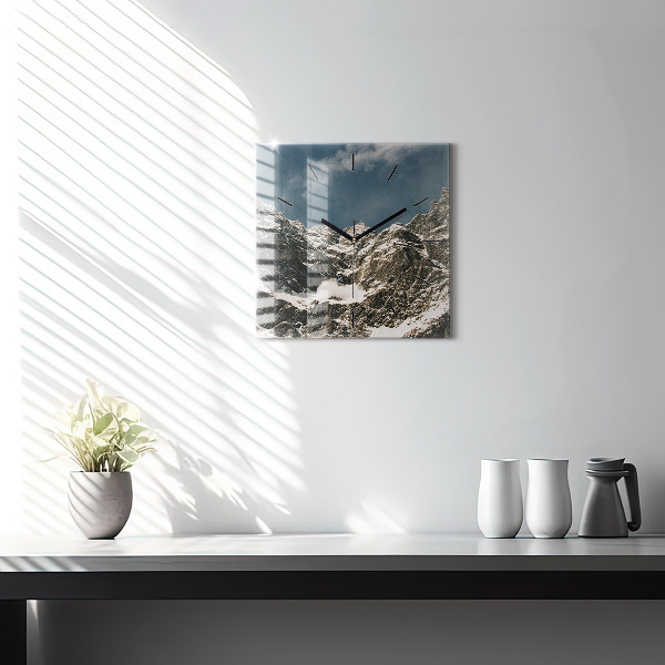 Square glass wall clock Watzmann Mountains