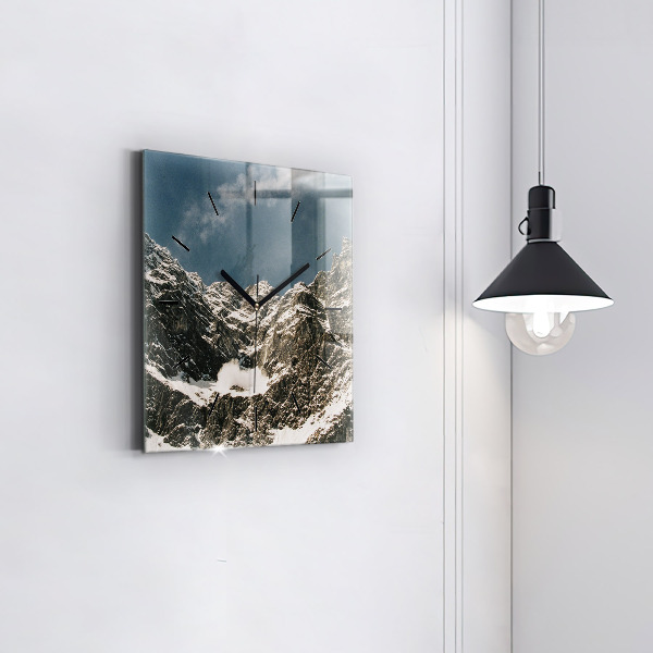 Square glass wall clock Watzmann Mountains