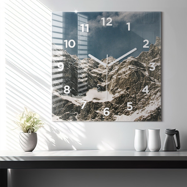 Square glass wall clock Watzmann Mountains