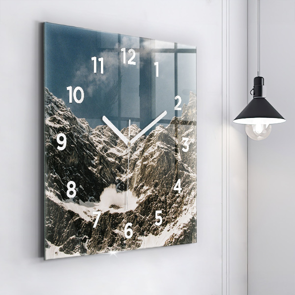Square glass wall clock Watzmann Mountains