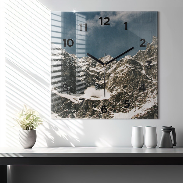 Square glass wall clock Watzmann Mountains