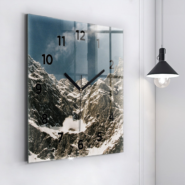 Square glass wall clock Watzmann Mountains