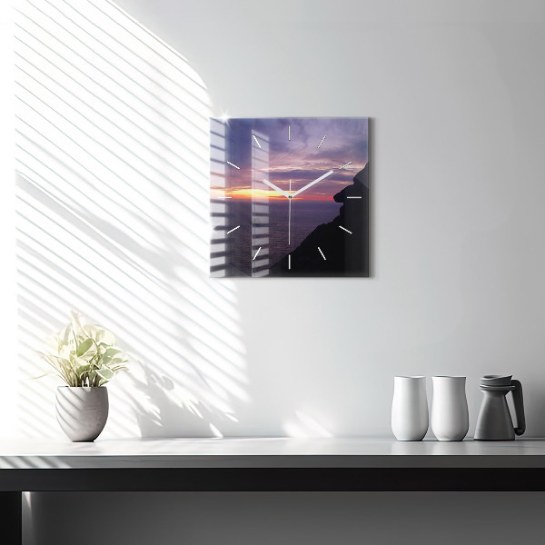 Square glass wall clock Stone head