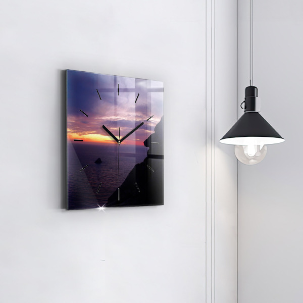 Square glass wall clock Stone head