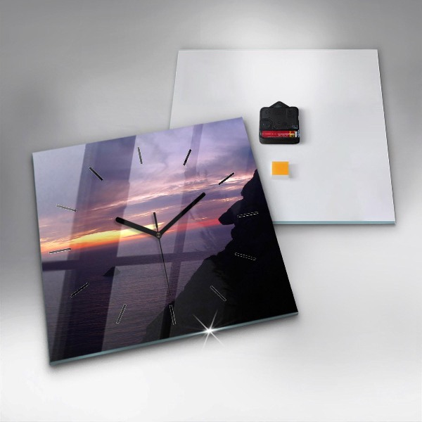 Square glass wall clock Stone head