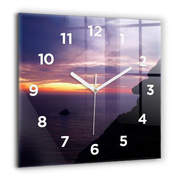 Square glass wall clock Stone head