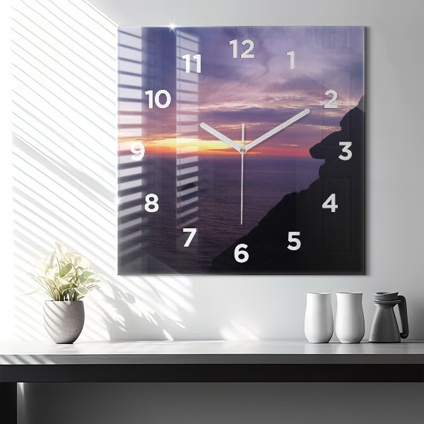 Square glass wall clock Stone head