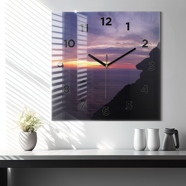 Square glass wall clock Stone head