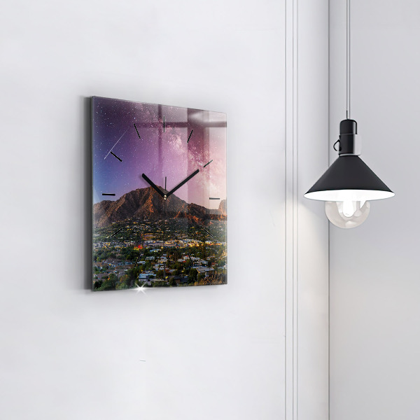 Square glass wall clock Mountain Landscape