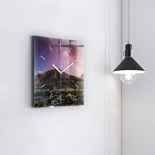Square glass wall clock Mountain Landscape