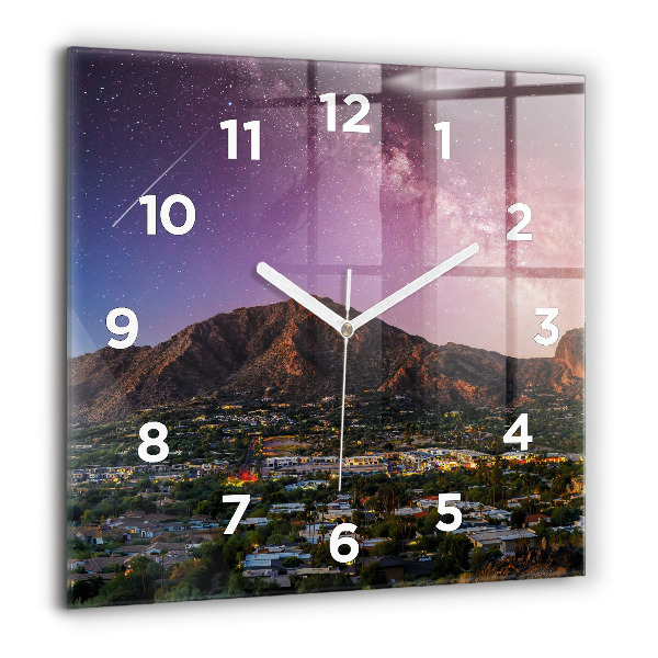 Square glass wall clock Mountain Landscape