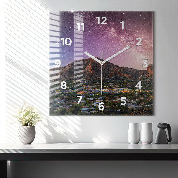 Square glass wall clock Mountain Landscape