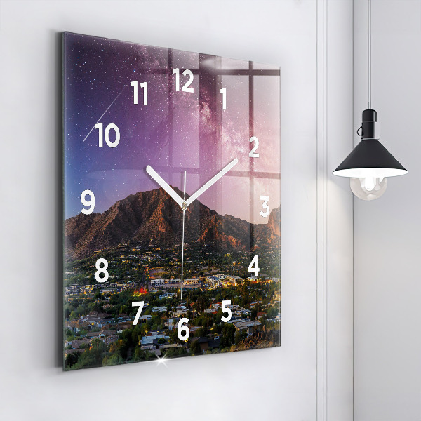 Square glass wall clock Mountain Landscape
