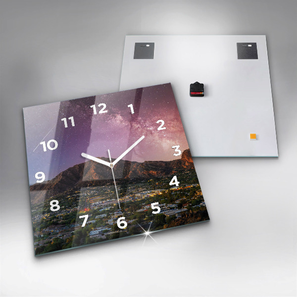 Square glass wall clock Mountain Landscape