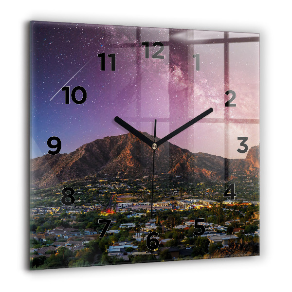Square glass wall clock Mountain Landscape