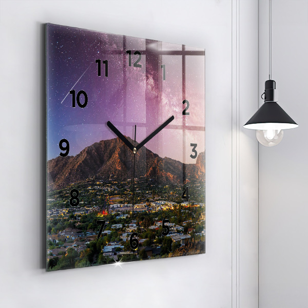 Square glass wall clock Mountain Landscape