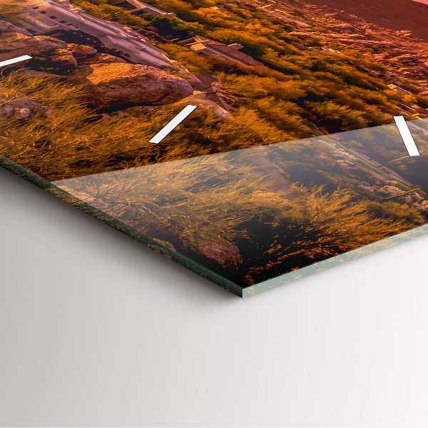 Square glass wall clock North Scottsdale Sunset