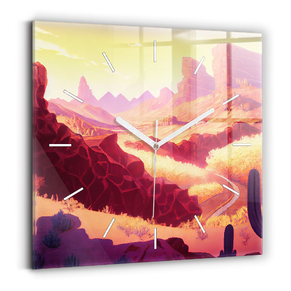 Square glass wall clock Arizona Desert
