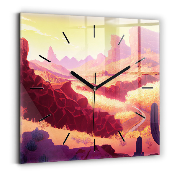 Square glass wall clock Arizona Desert