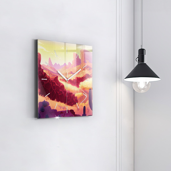 Square glass wall clock Arizona Desert