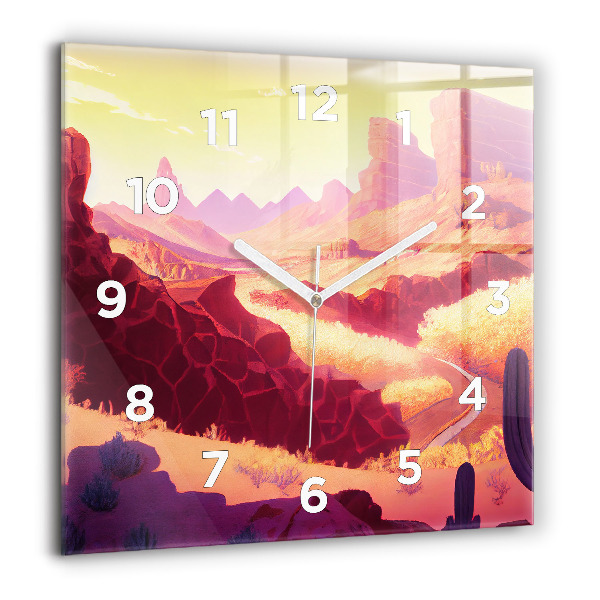 Square glass wall clock Arizona Desert