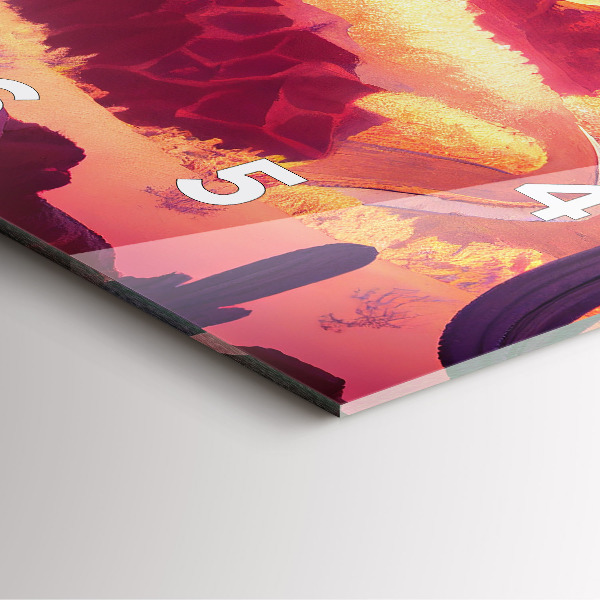 Square glass wall clock Arizona Desert