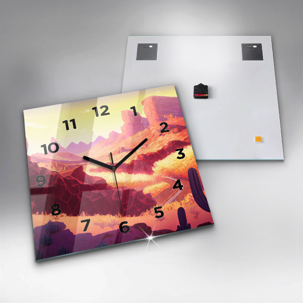 Square glass wall clock Arizona Desert