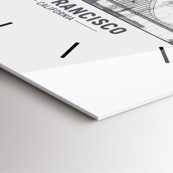 Square glass wall clock San Francisco Skyline