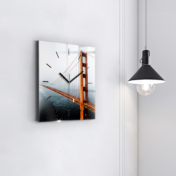 Square glass wall clock Golden Gate Bridge