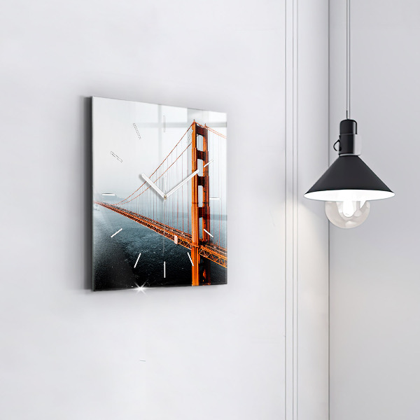Square glass wall clock Golden Gate Bridge